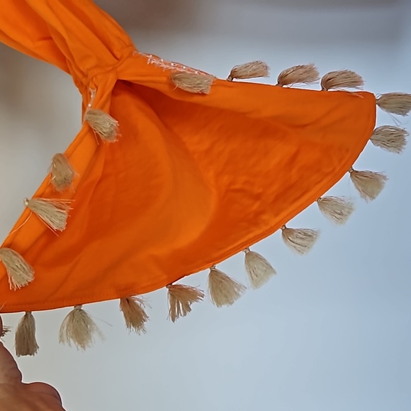 Vava by Joy Han orange off shoulder wide sleeve dress-M - Picture 3 of 10